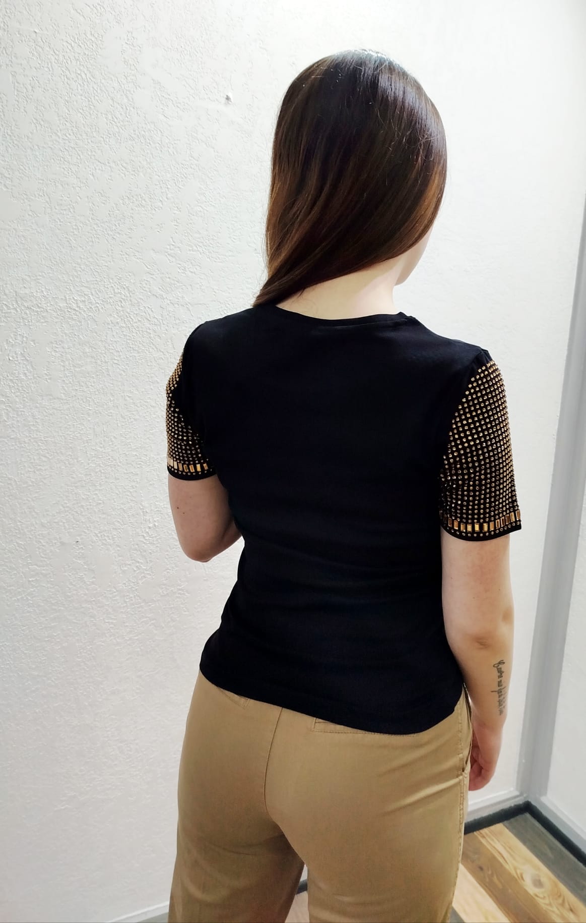 T-shirt maniche corte con strass