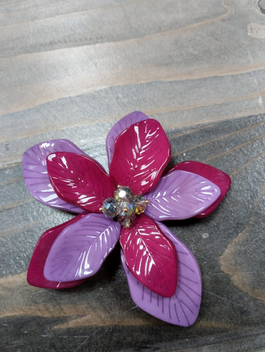 Spilla fiore fuxia - viola