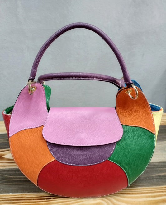 Borsa Hobo in pelle multicolor