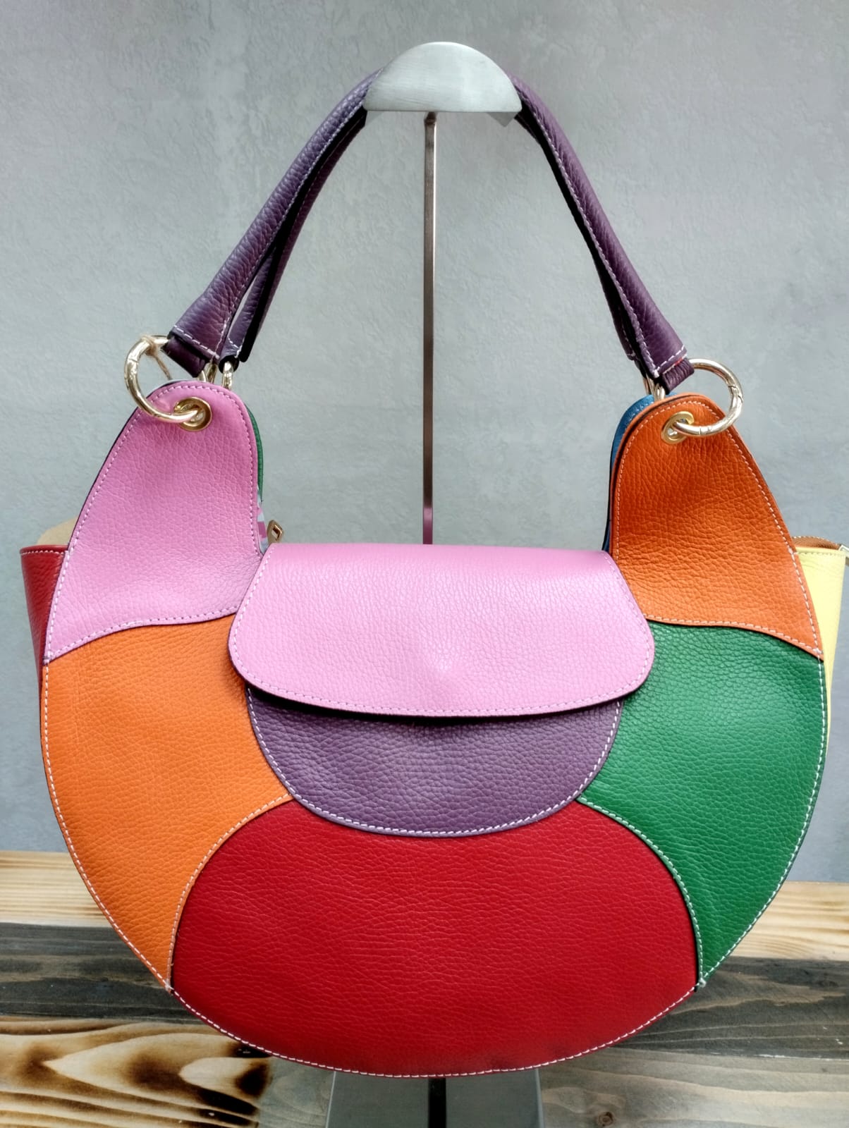 Borsa Hobo in pelle multicolor
