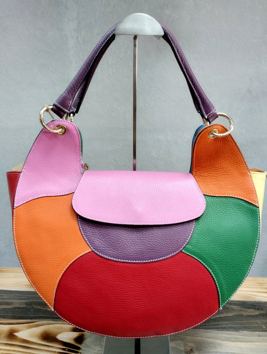 Borsa Hobo in pelle multicolor