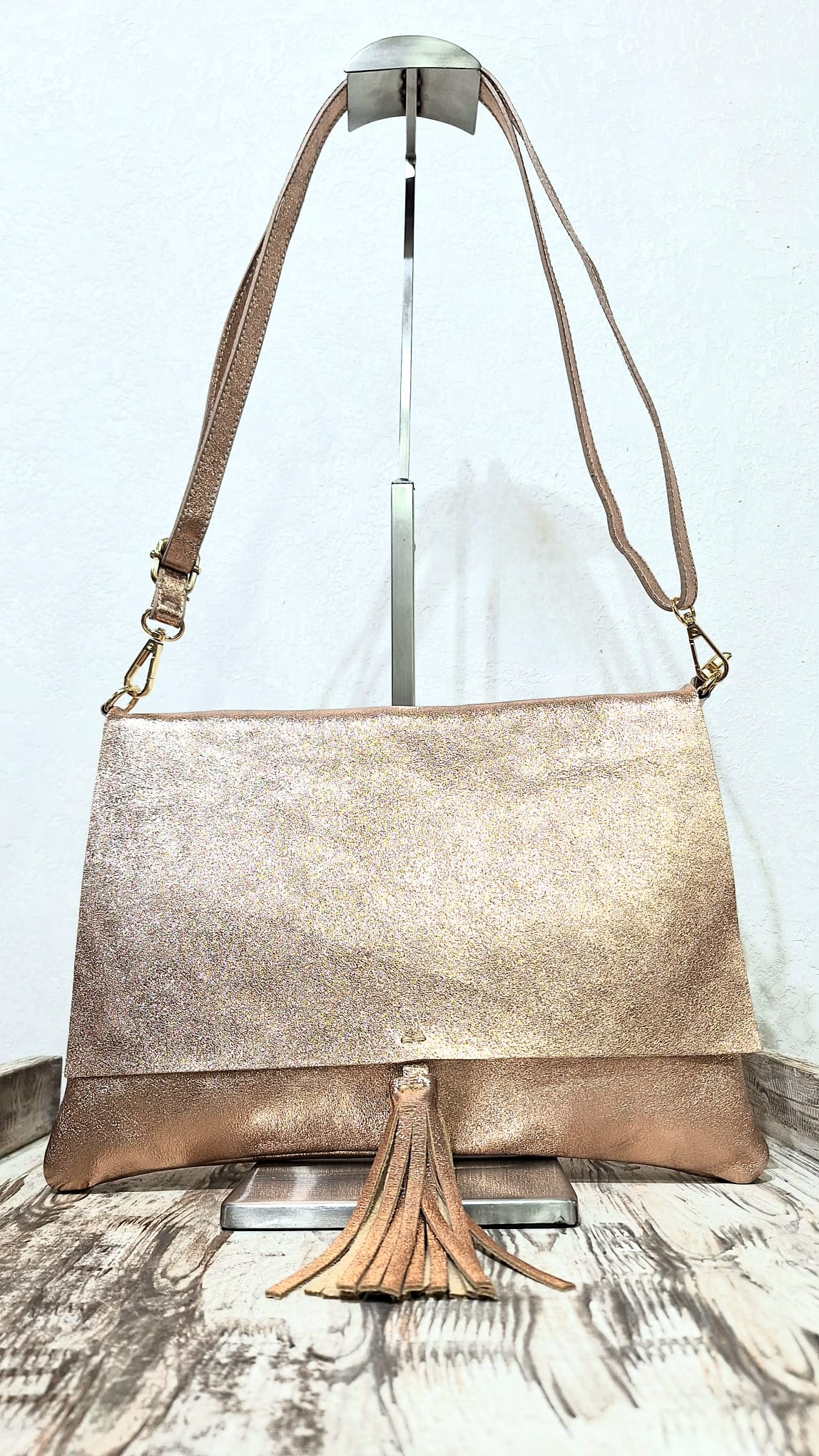 Borsa in pelle lurex