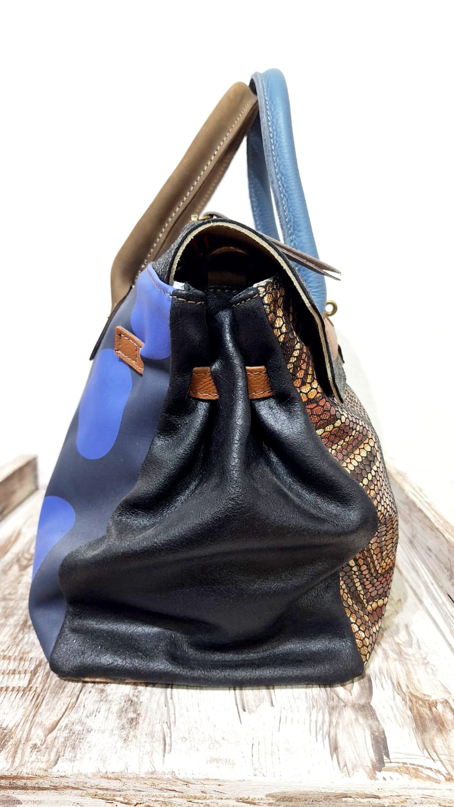 Borsa patchwork in pelle