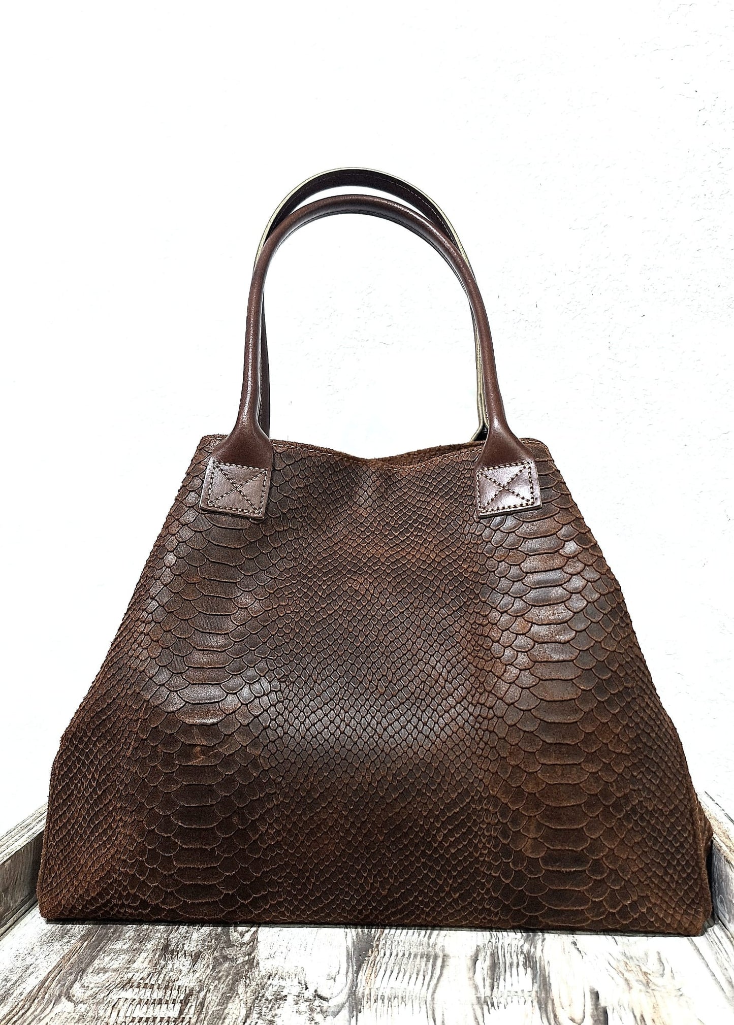 Borsa in pelle pitonata