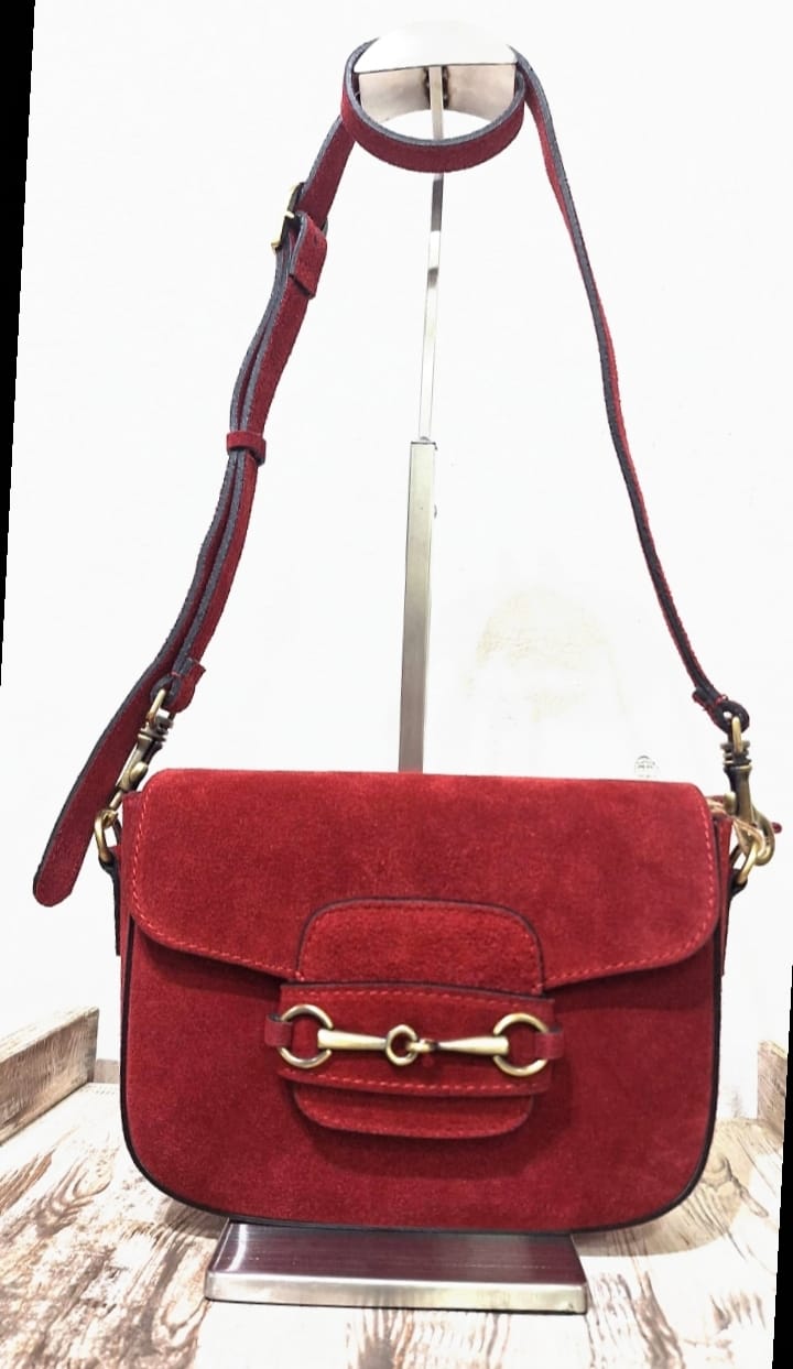 Borsa in pelle effetto camoscio