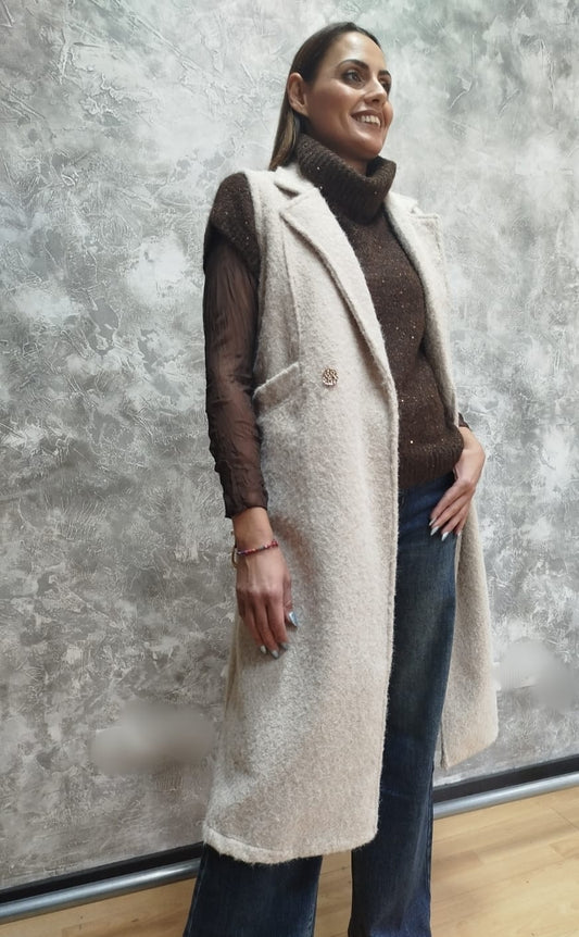 Cappotto smanicato tipo lana cotta