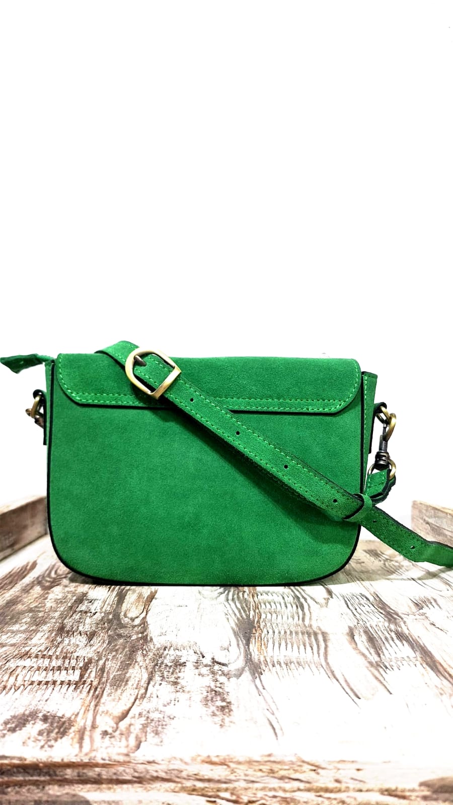 Borsa in pelle effetto camoscio