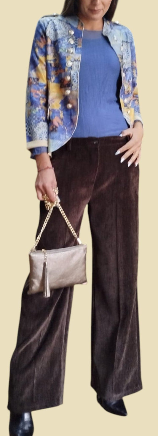 Pantalone palazzo effetto velluto