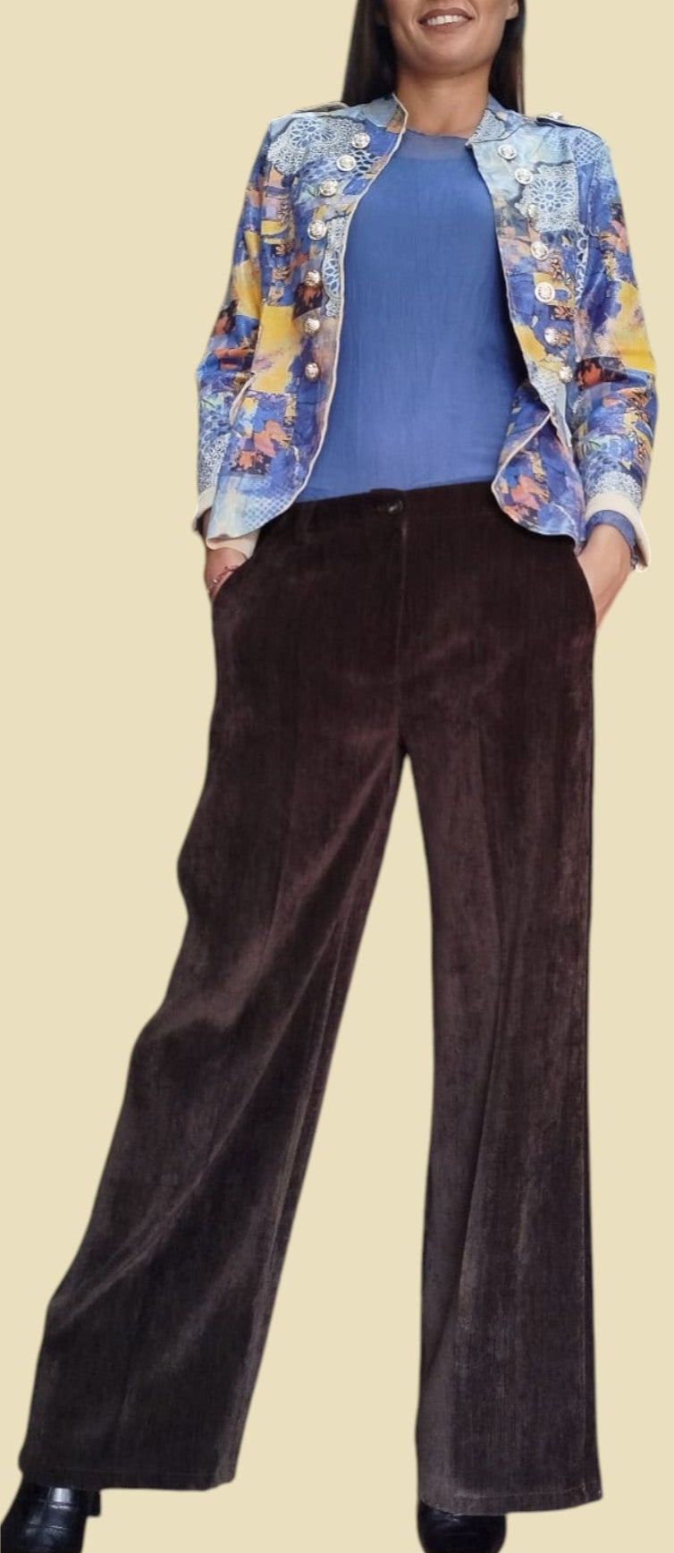 Pantalone palazzo effetto velluto