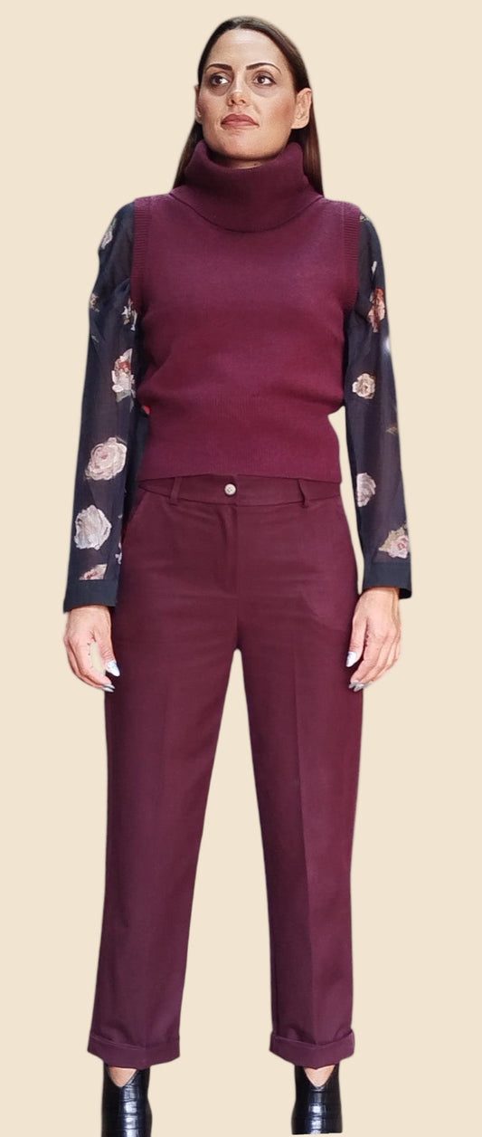 Pullover collo alto senza maniche